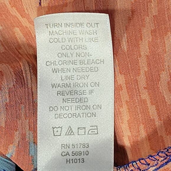 Studio Y Tank Top Blue Preppy Beaded Cut V-Neck Boho Keyhole Back Women Size S - Picture 7 of 7